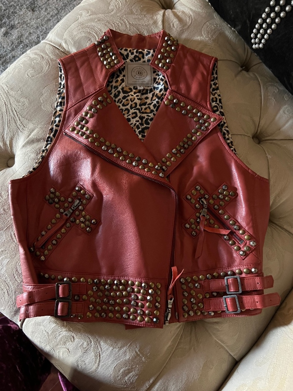Double D Ranch Leather Studded Vest